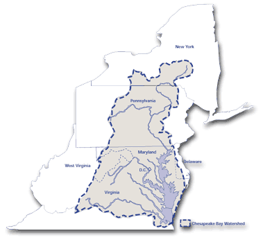 Map showing Chesapeake Bay watershed